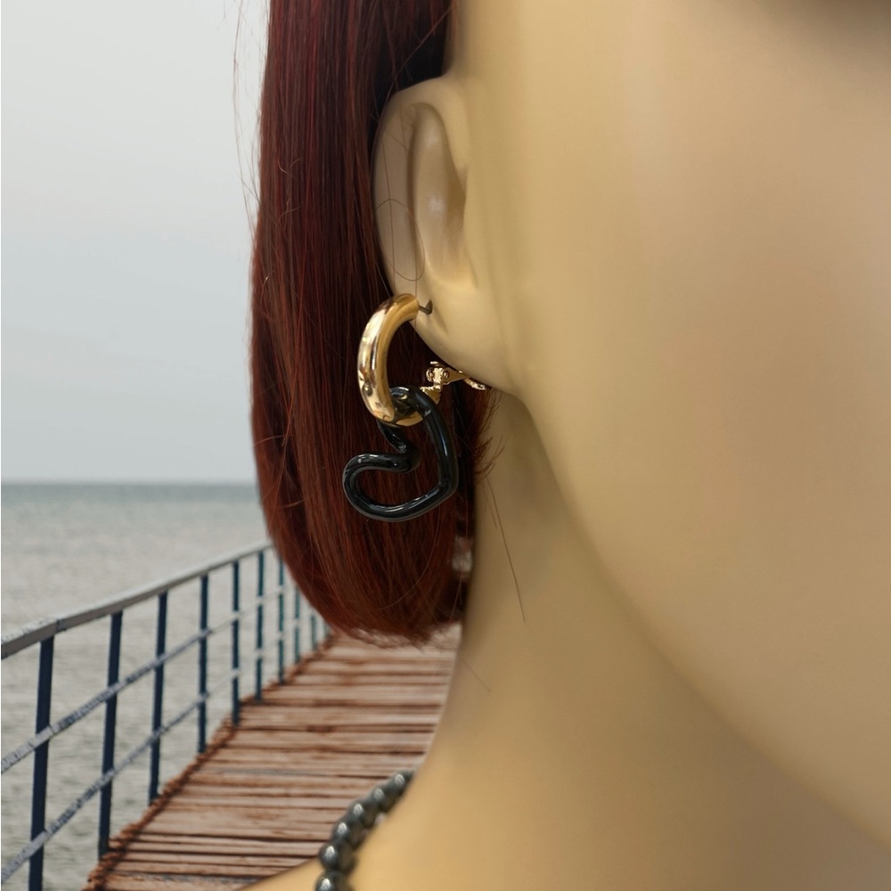 Chic Gold and Black Loop Earrings